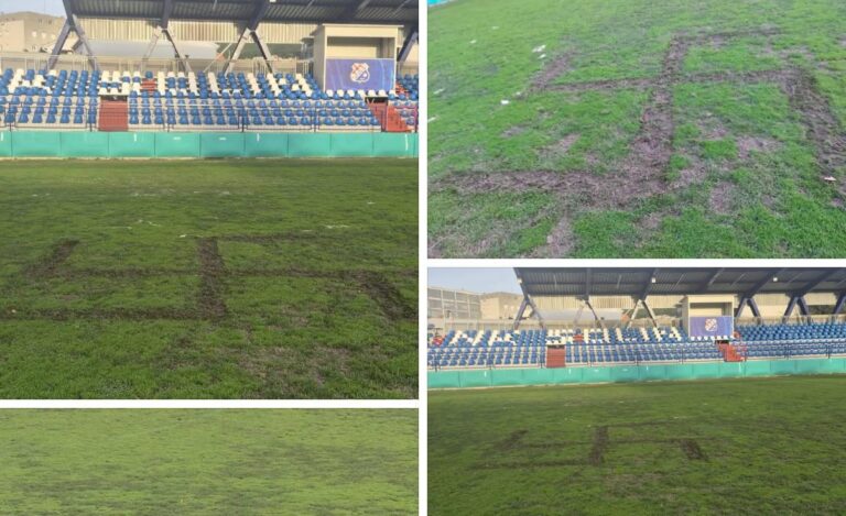 Усташки симбол поред школе, на стадиону свастика