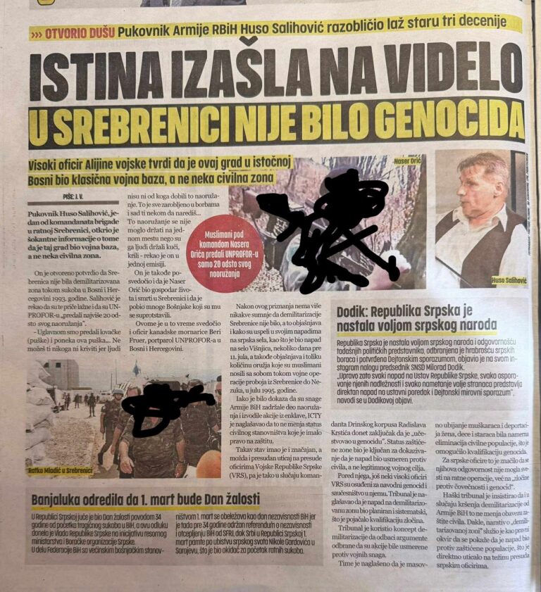 Пуковник Хусо Салиховић открио истину о Сребреници