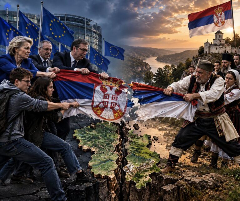 Цијепање српске заставе – Европска унија против Србије