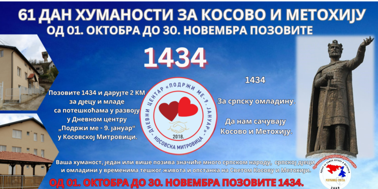 6.000. објава – Кренула акција 61 дан хуманости за Косово и Метохију